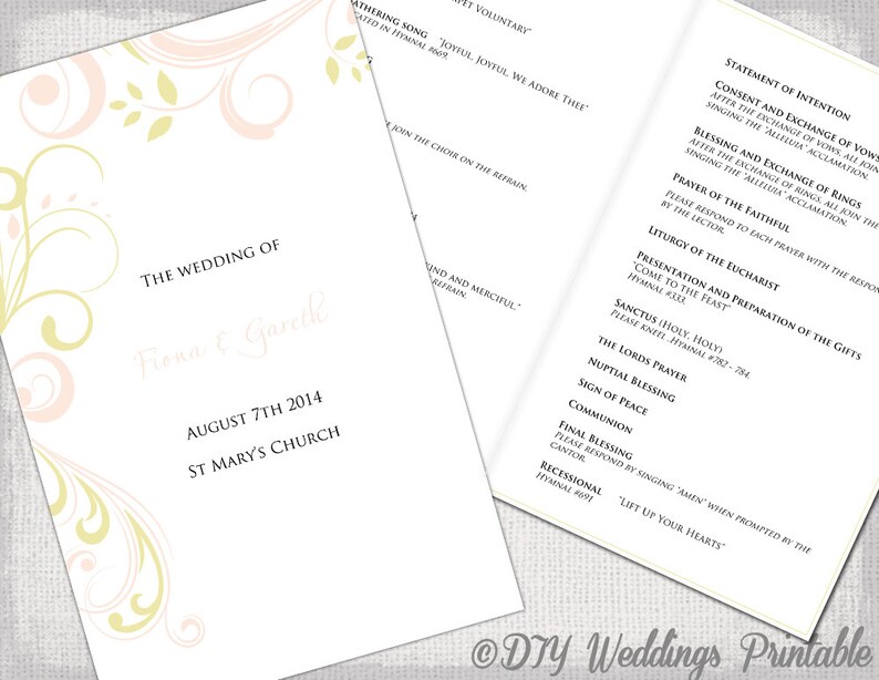 Catholic Wedding Program Template Petal Pink Pale Gold Etsy