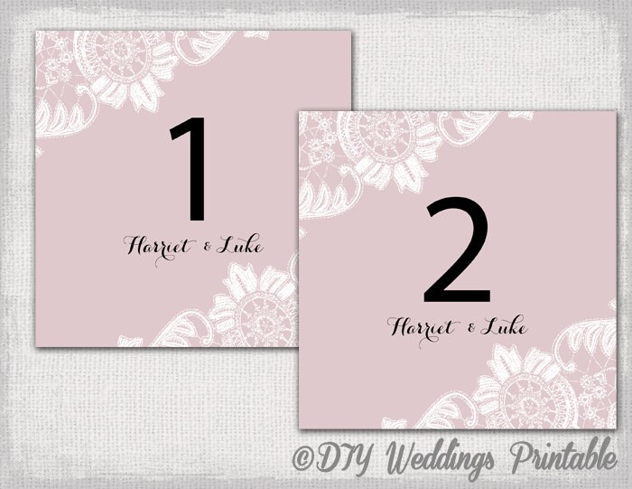 Lace Table number template blush pink DIY lace wedding number Etsy