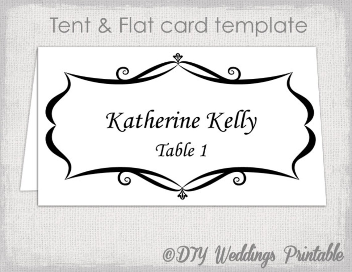 Place card template Tent and flat name card templates Etsy