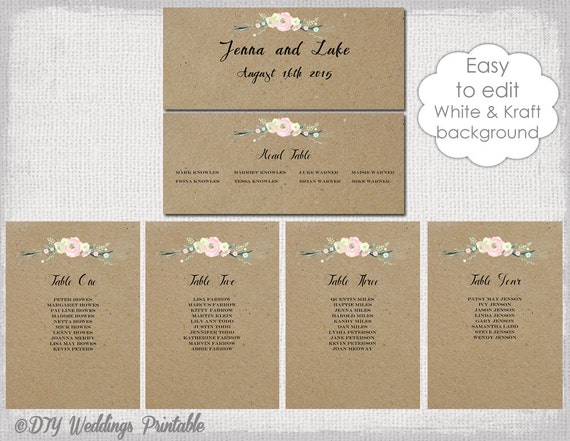 Wedding Table Seating Chart Cards