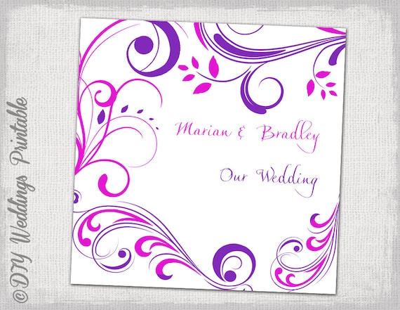 Wedding CD DVD Cover Template Purple And Pink Etsy