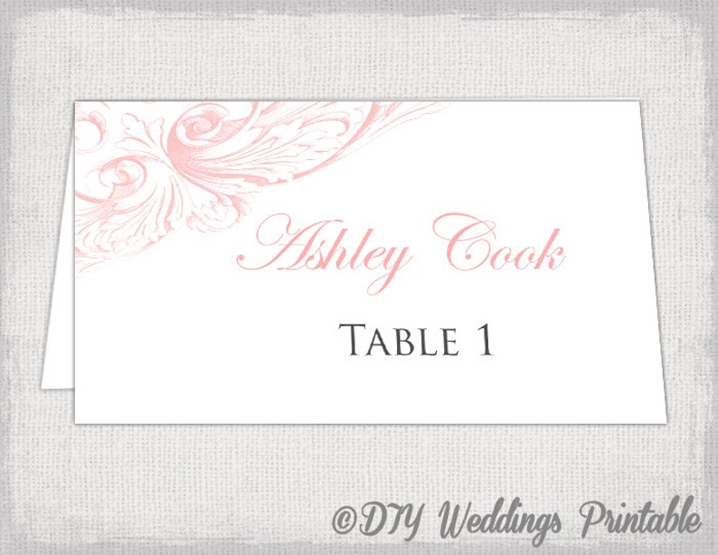 Wedding Place Card Template Pink Diy Wedding Name Cards Etsy
