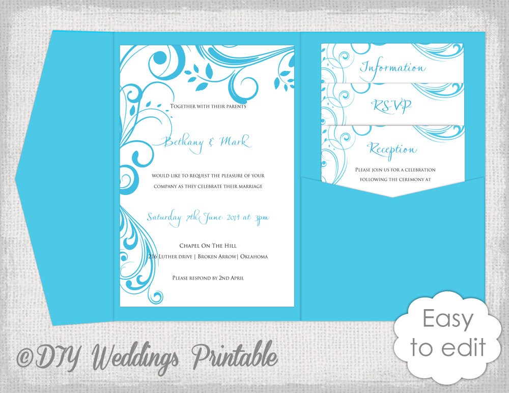 pocket wedding invitation template