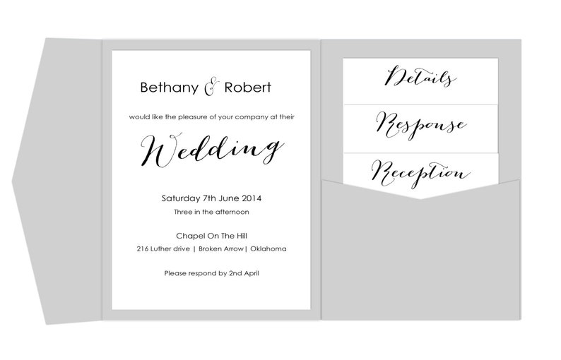 Pocket Wedding Invitation Template Printable Diy Pocket Fold Etsy