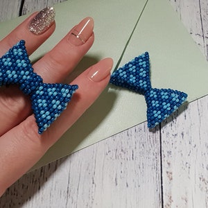 Un par de lazos de pelo azul, arcos de cuentas hechos a mano, accesorios para el cabello, mini lazos de vacaciones, codo de pelo de verano, arco bebé, banda de cola de caballo