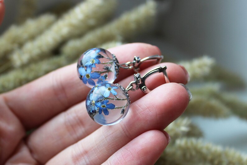 Forget me not earrings Real flower jewelry Forget me nots ...