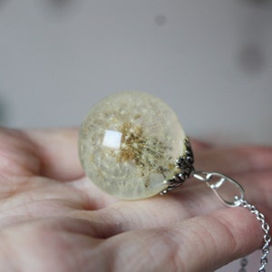 Spring pendant Full dandelion pendant Dandelion necklaces pendant Terrarium jewelery Bridesmaid necklace White pendant Terrarium pendant