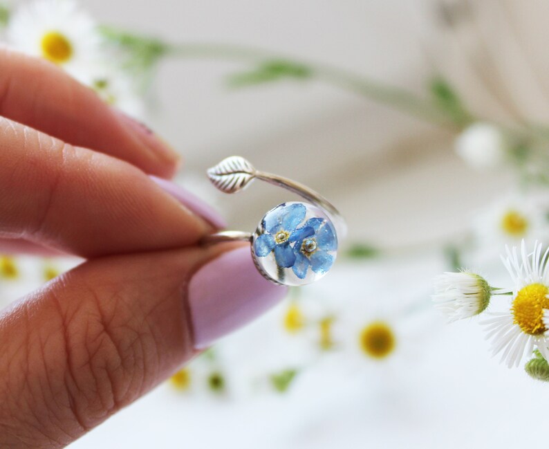 me not ring Real flower ring Floral ring Etsy