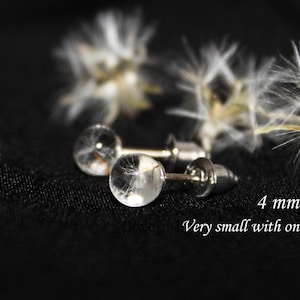 Very Tiny dainty dandelion earrings Sterling silver Dandelion seeds studs 4mm Everyday studs Dandelion jewelry Minimalist jewelry for her