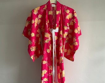 Child’s Vintage Japanese juban kimono bathrobe, floral cotton