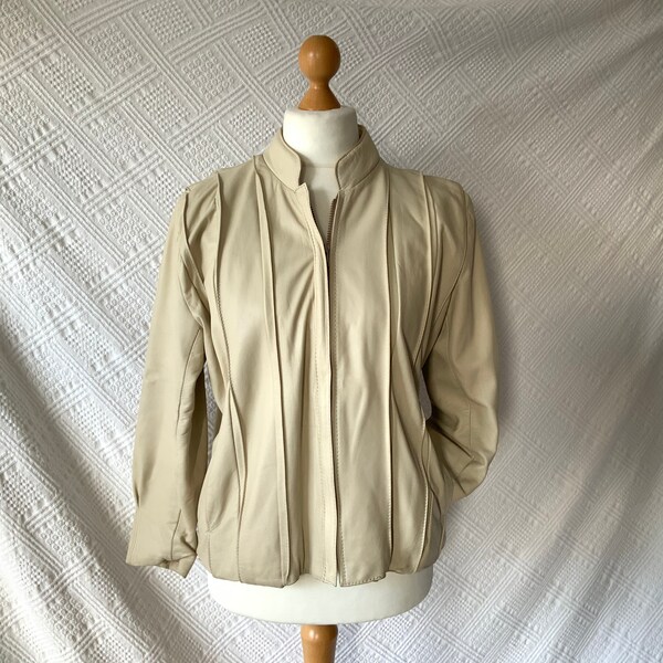 Cream Leather Jacket Etsy