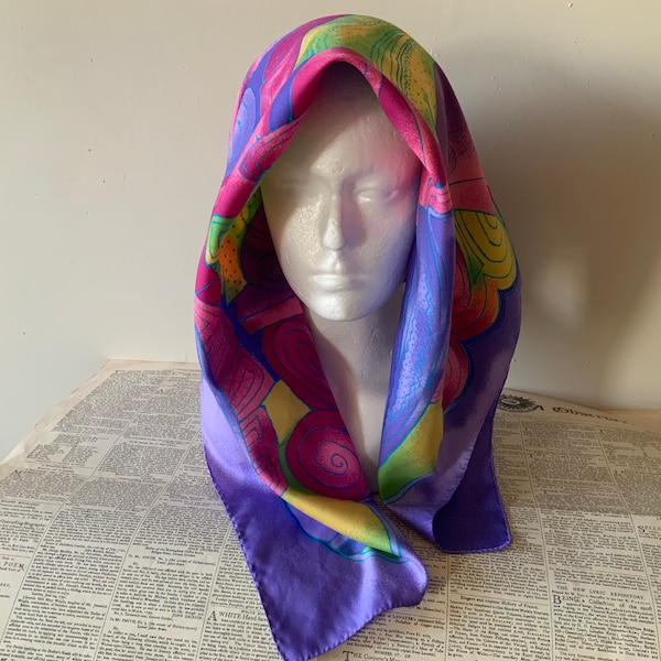 Vintage Castellani psychedelic patterned headsquare, 60s/70s, polyester.