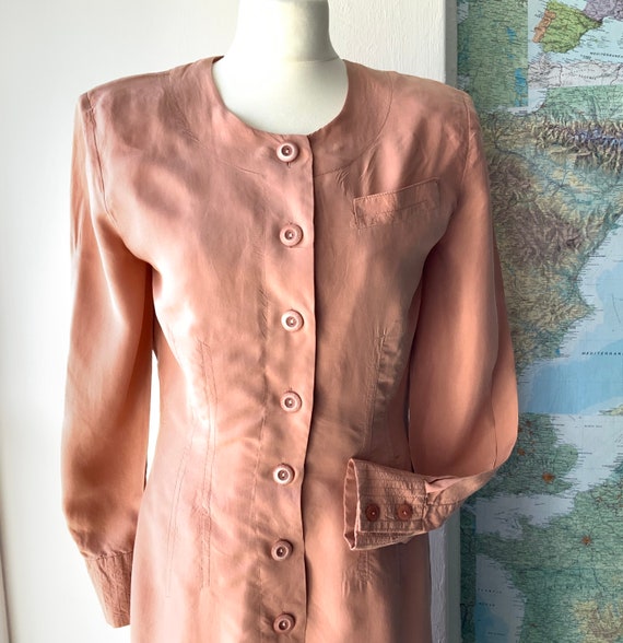 Vintage Betty Barclay 1980s pure silk dress, M. - image 3