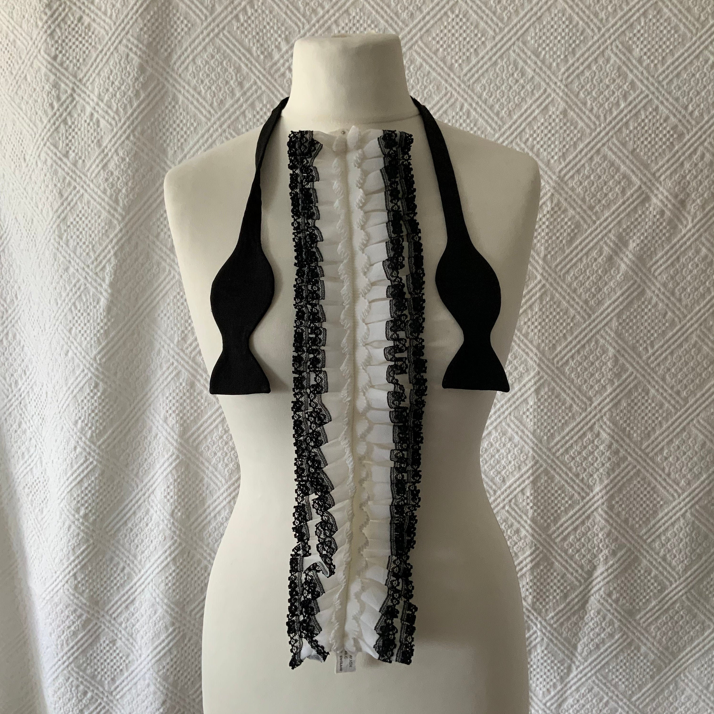 Image of Vintage 70S/80S Nylon Dress Frill & Bow Tie, Made in England