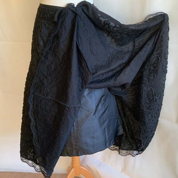 Vintage Simon Jeffrey black ribbon lace skirt, UK… - image 4