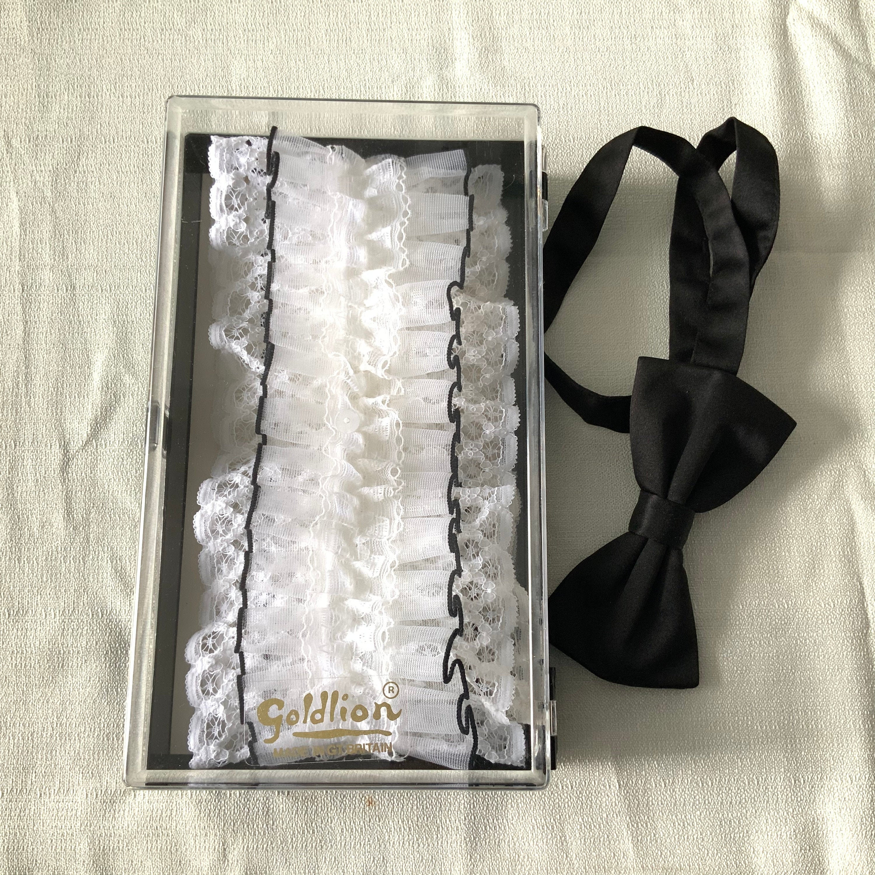 Image of Vintage 70S/80S Nylon Dress Frill & Bow Tie, Goldlion, Made in Gt Britain, Boxed