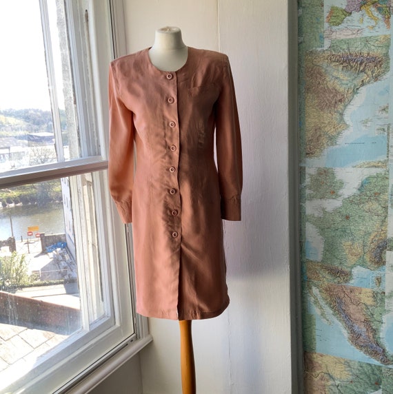 Vintage Betty Barclay 1980s pure silk dress, M. - image 1