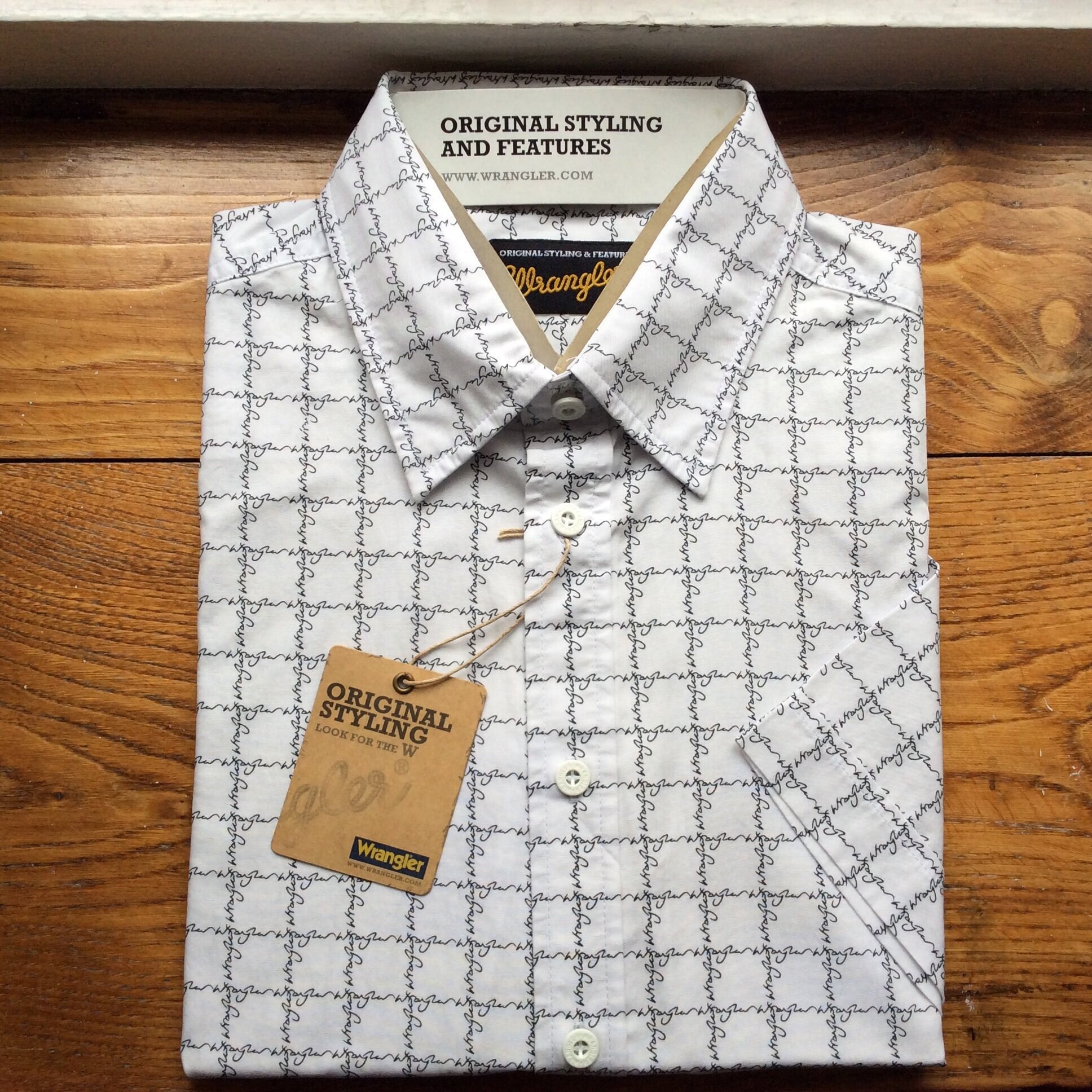 Image of Vintage Wrangler Shirt L, 80S Short Sleeve Deadstock, Old New Stock Shirt