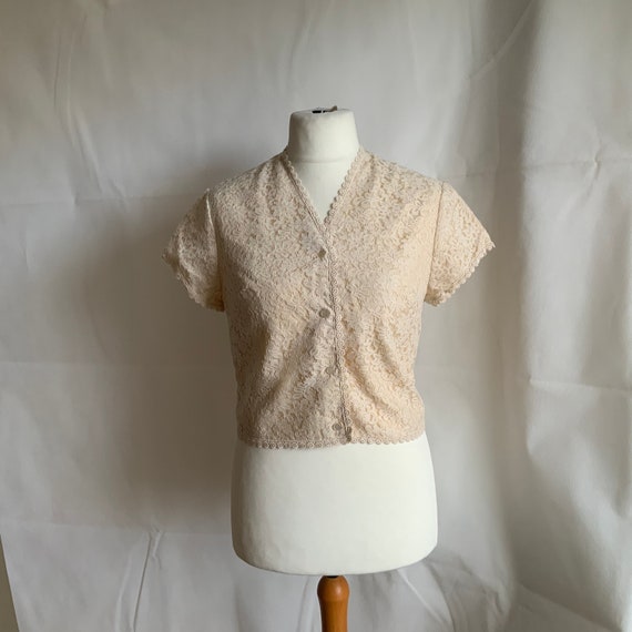 1950s/60s  vintage blouse, 38” bust, all lace, ful