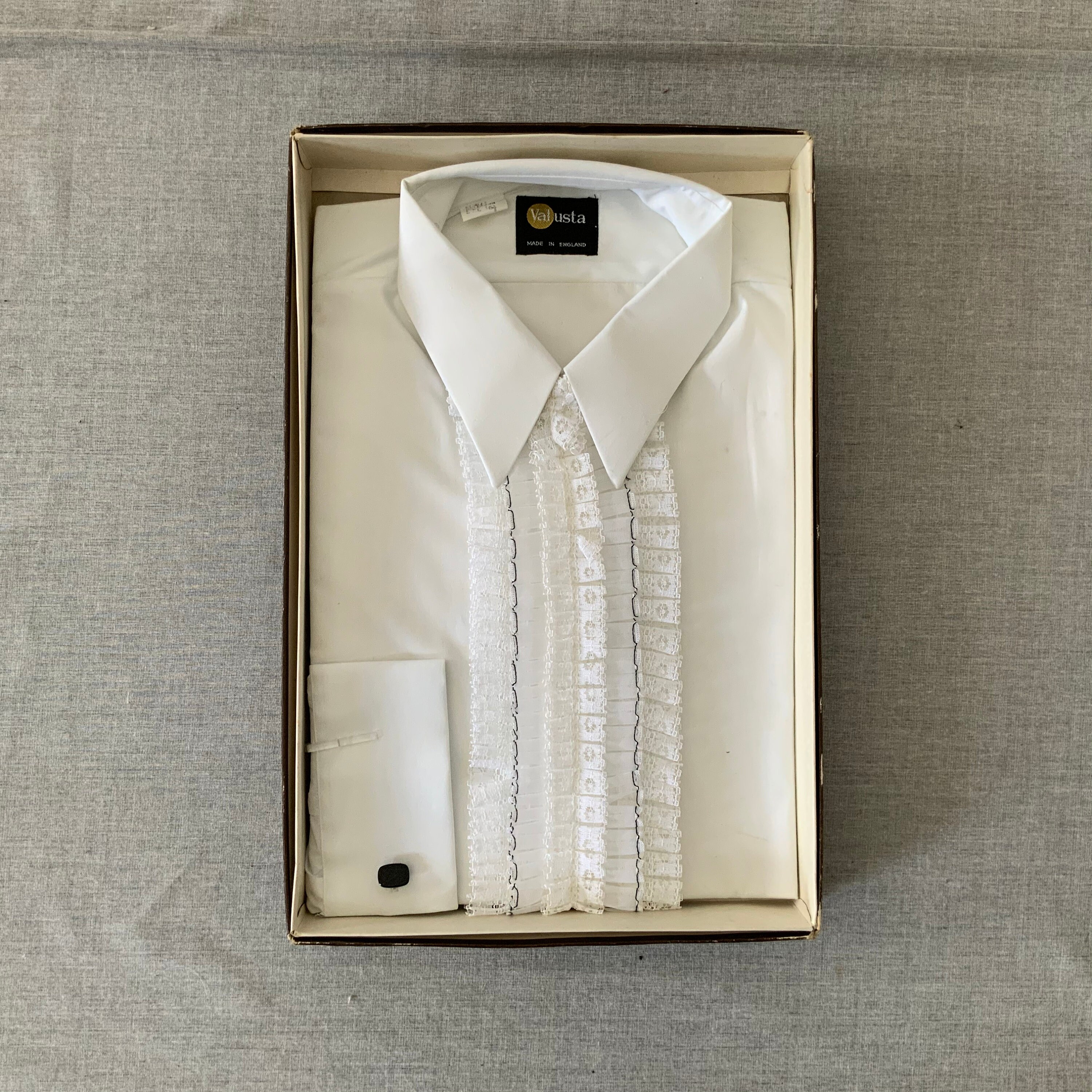 Image of Vintage Valusta 1970S Deadstock Dress Shirt 16.5"Collar, With Front Frill. Made in England