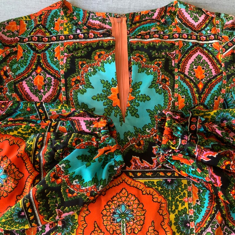 60s/70s Polly Peck by Sybil Zelker Psychedelic Maxi Dress 32 Etsy UK