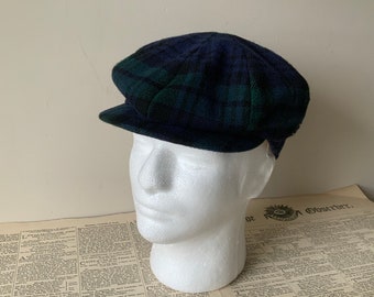 Vintage Kangol cloth cap, black watch wool, S.