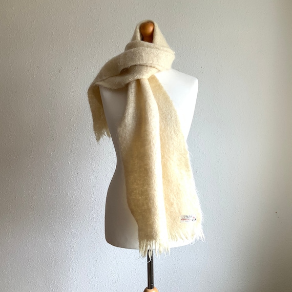 Vintage cream mohair stole, oversized mohair scarf
