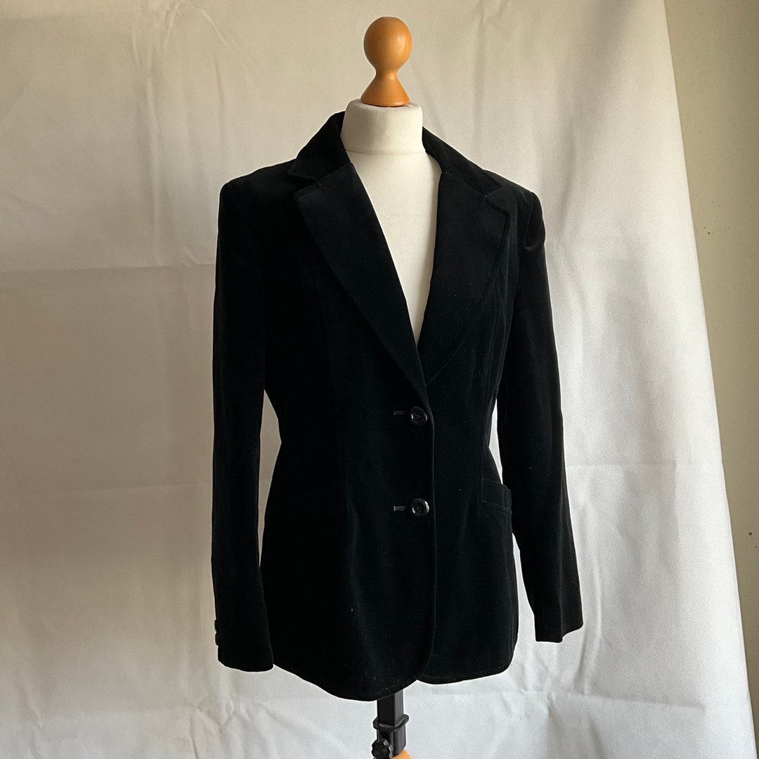 Vintage C & A Black Cotton Velvet Blazer UK 16, Bust 40 In. Etsy