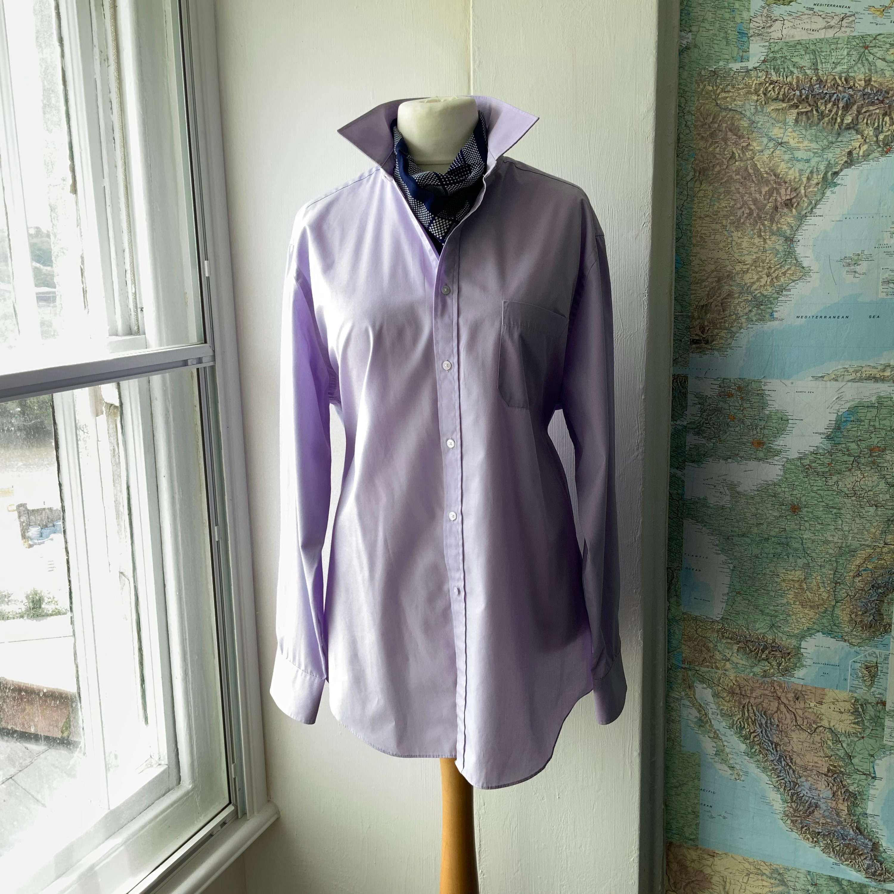 Image of Vintage Thomas Nash Shirt 17 1/2 44.5cm Collar, Lavender Mans Shirt