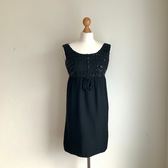 Vintage 1960s dolly dress, UK 8, Small black swin… - image 1