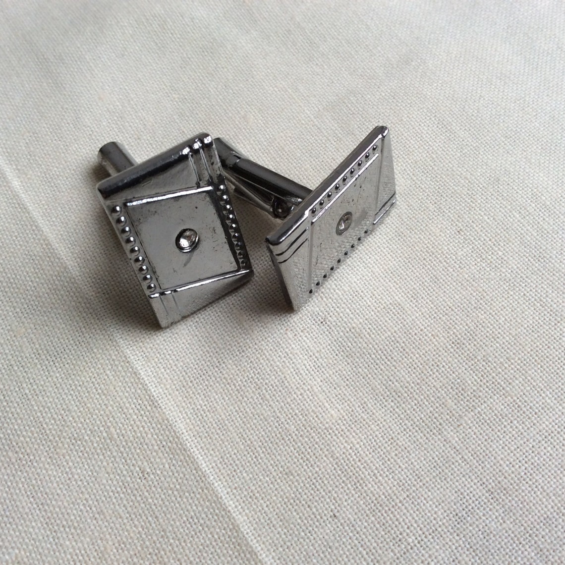 Download Vintage silver tone and mock diamanté cufflinks. 70s 90s | Etsy