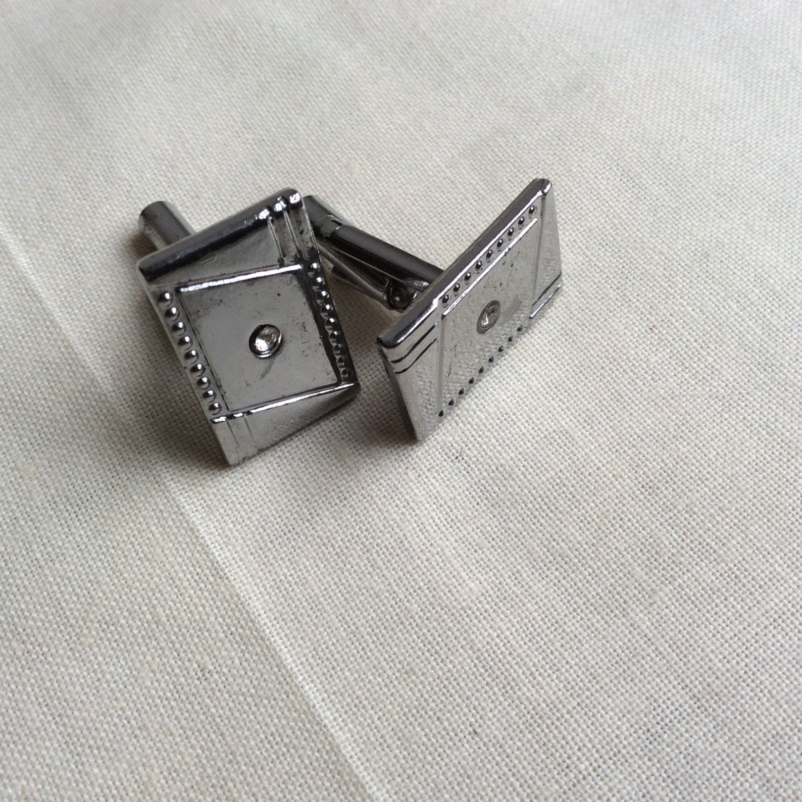 Download Vintage silver tone and mock diamanté cufflinks. 70s 90s | Etsy