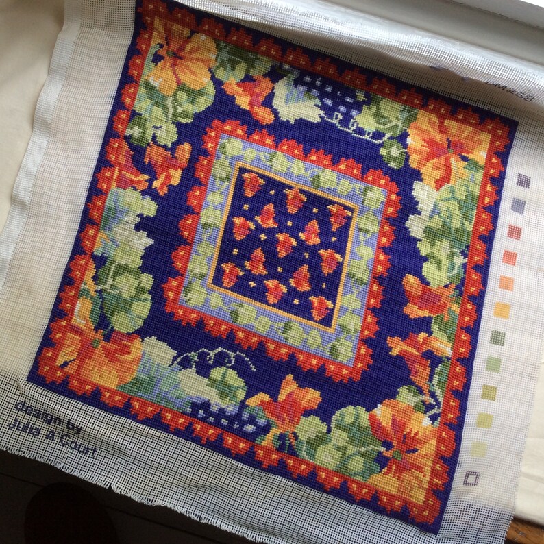 Tapestry cushion compled floral tapestry seat pad project picture to complete
