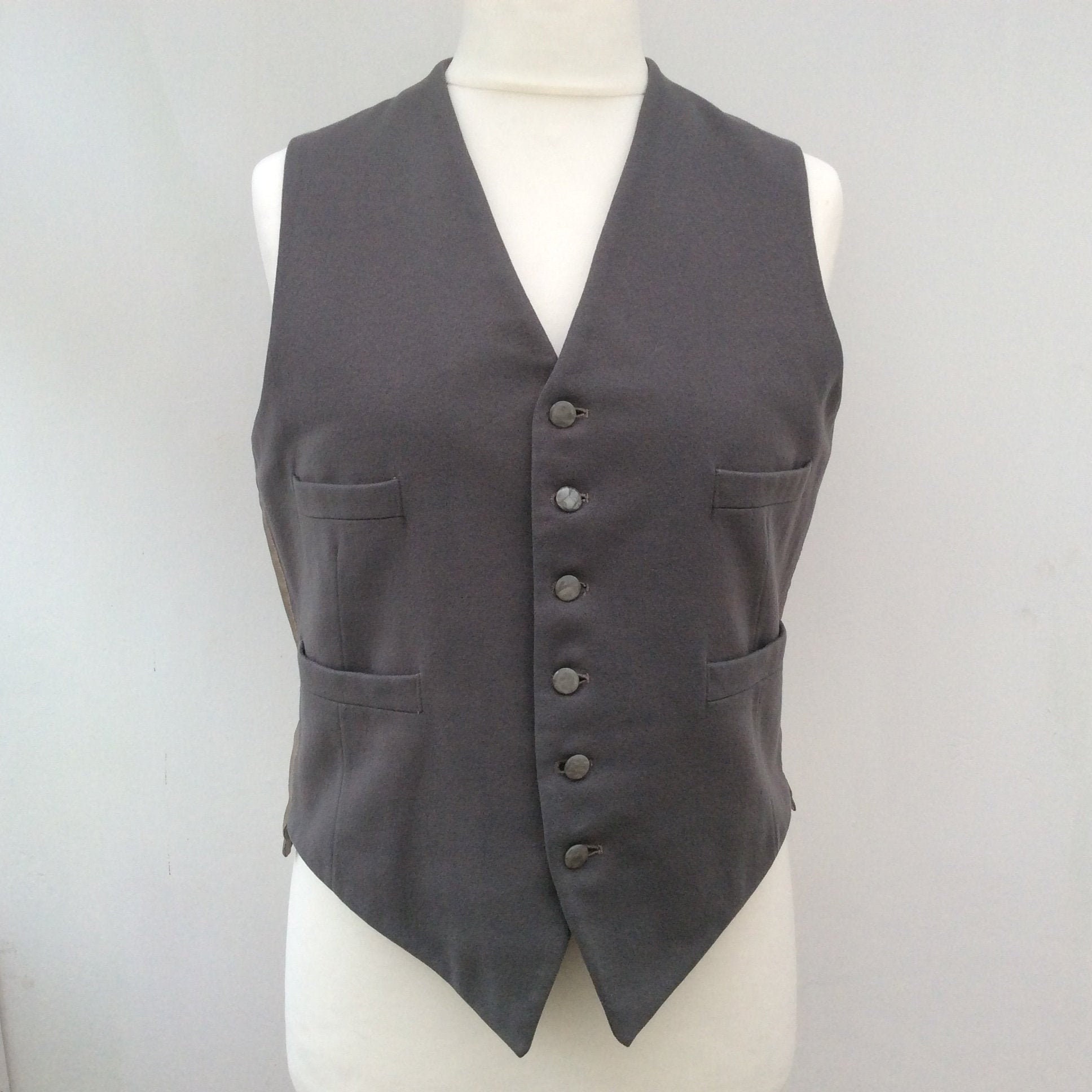 Image of Vintage Grey Wool Waistcoat, 37/39 Ins Chest, 94/99 cm, Tailored By Jaques Of London