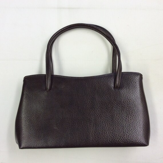 Vintage 50s 60s brown  faux leather frame handbag… - image 1