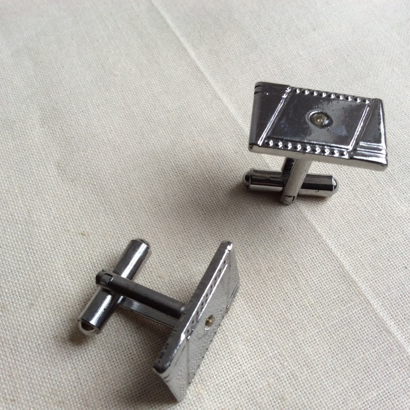 Download Vintage silver tone and mock diamanté cufflinks. 70s 90s | Etsy