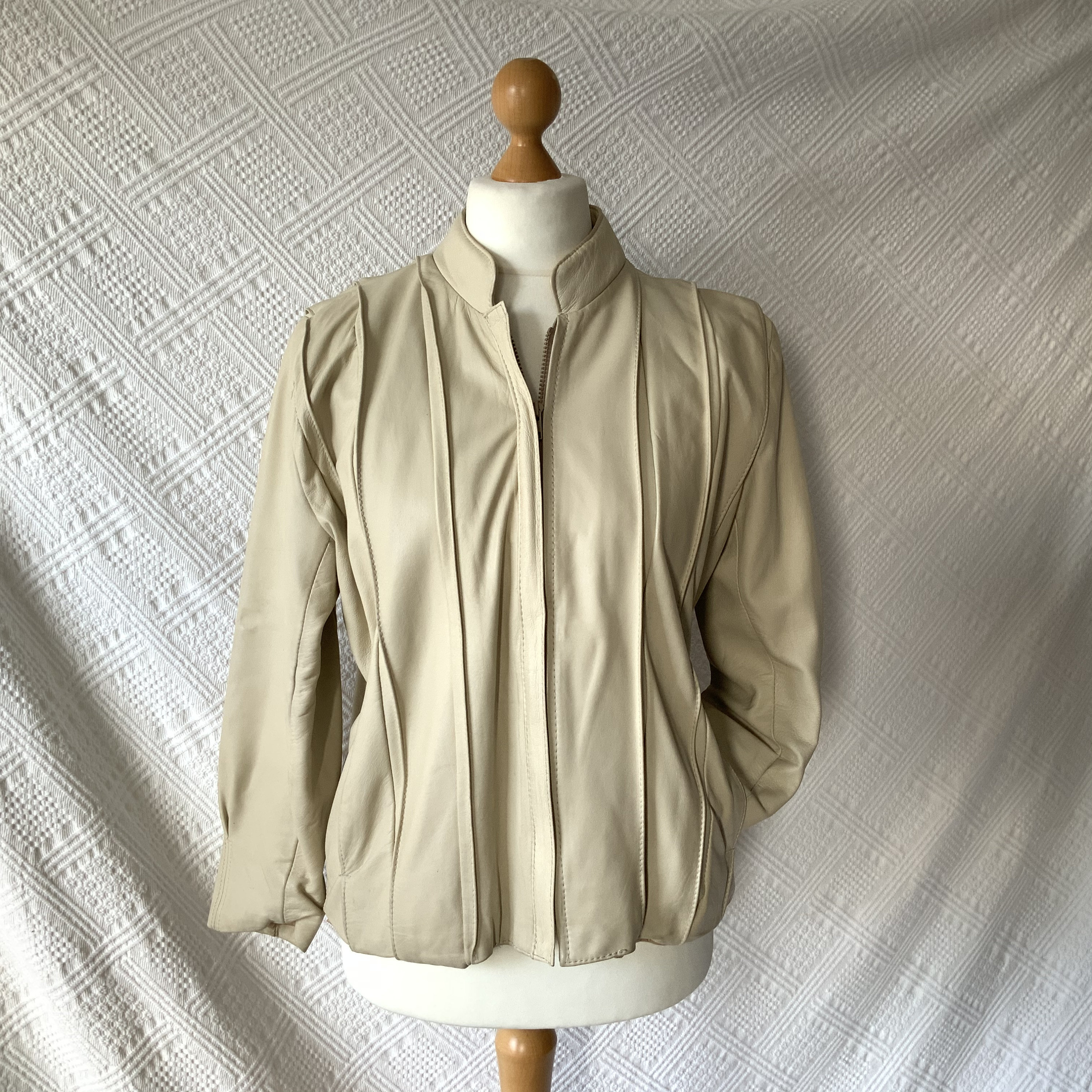 Cream leather clearance coat