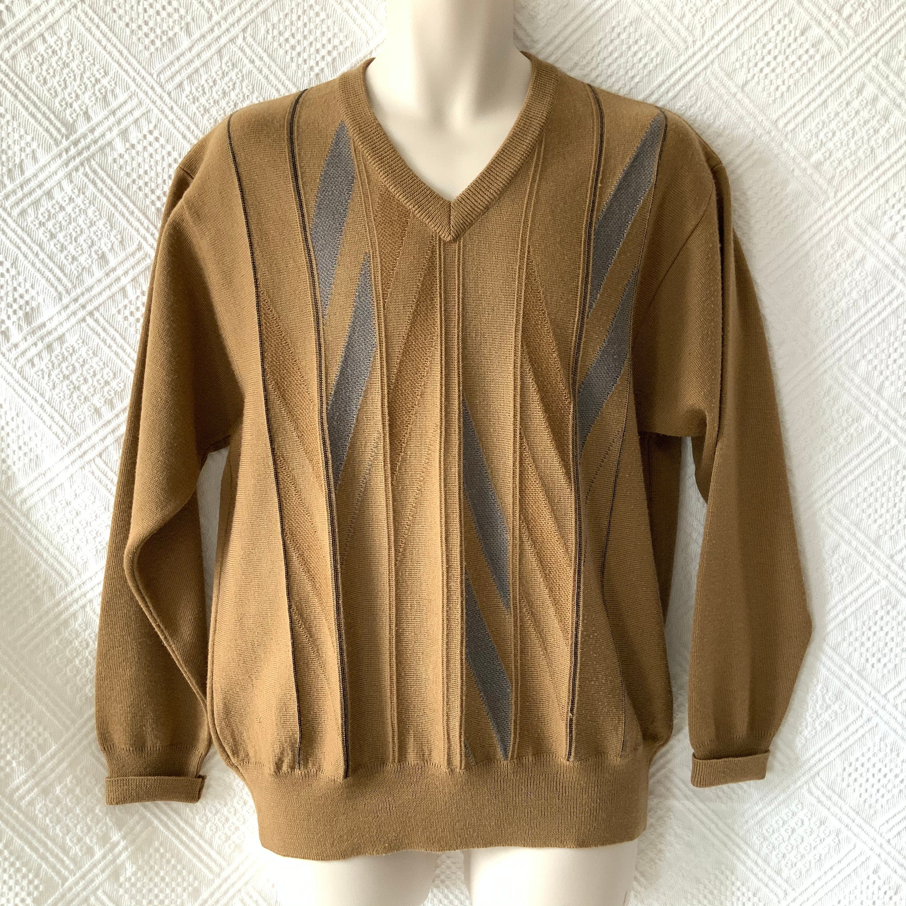 Image of Gabicci M Vintage Wool Mix Italian Sweater, Tan Biscuit Sweater