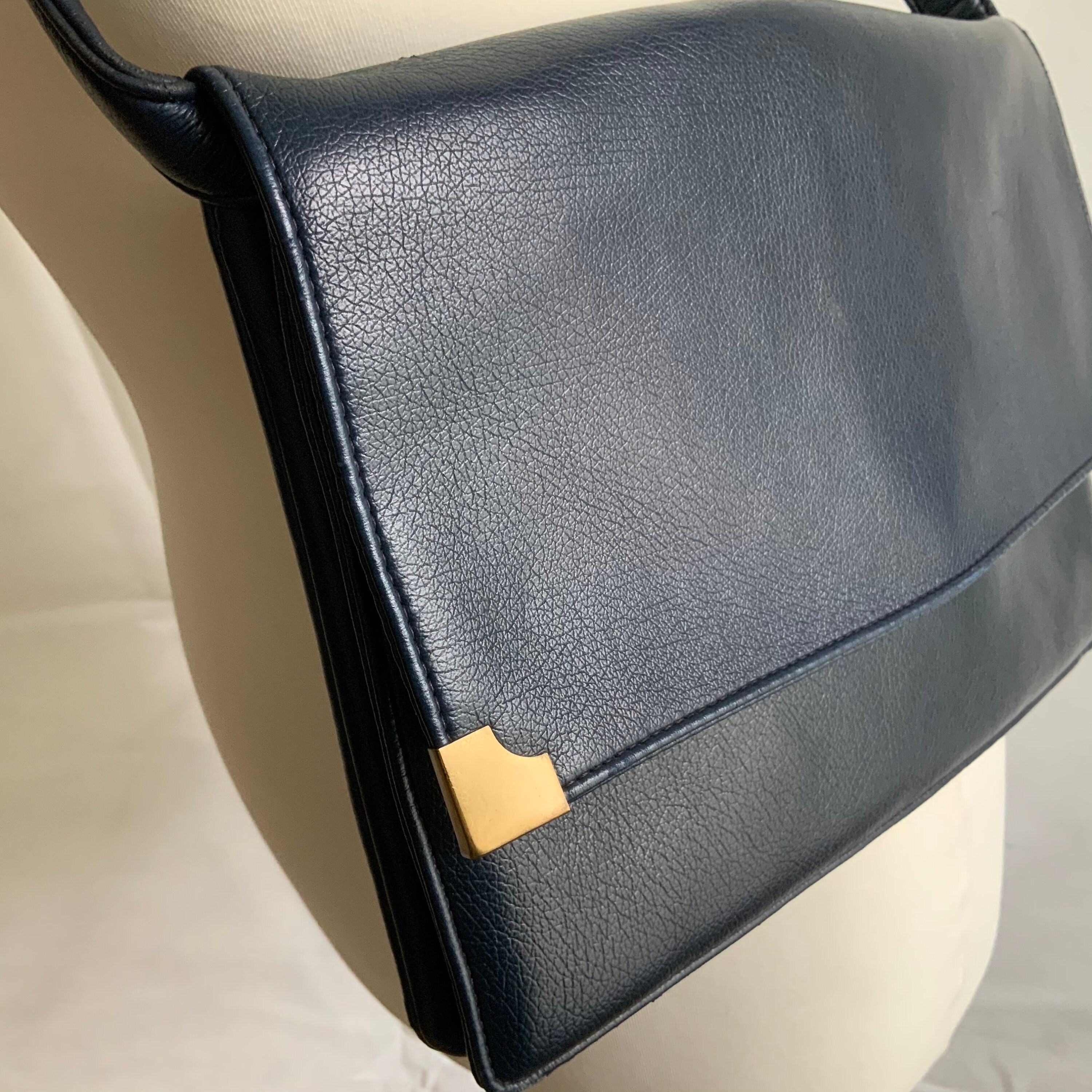 Vintage 1970s Handbag. Navy Blue Shoulder Bag/satchel With - Etsy UK