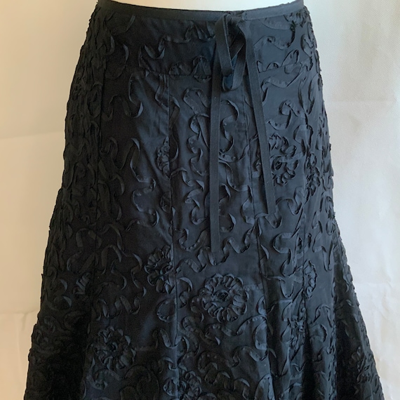Vintage Simon Jeffrey black ribbon lace skirt, UK… - image 10
