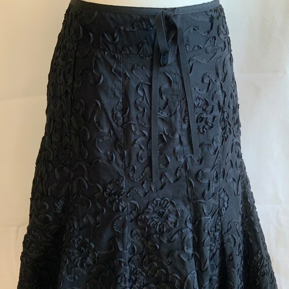 Vintage Simon Jeffrey black ribbon lace skirt, UK… - image 5