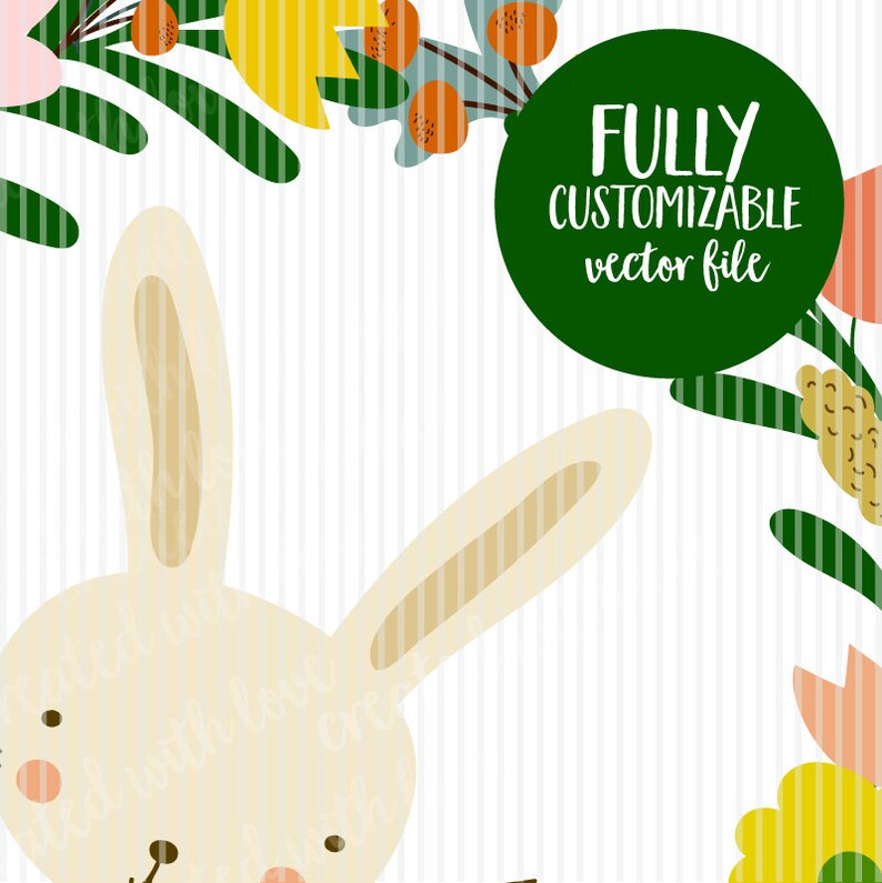 Easter Bunny Wreath Clip Art Floral Wreath Vector Boho | Etsy
