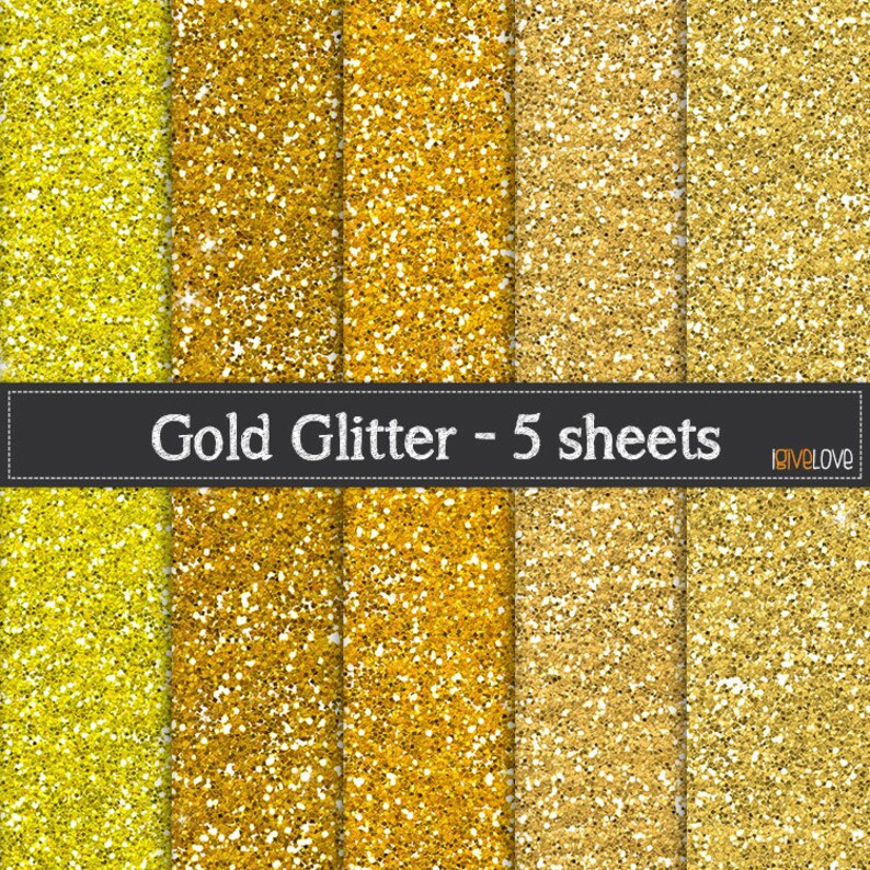 Golden Glitter Paper Digital Paper Pack Personal and Etsy