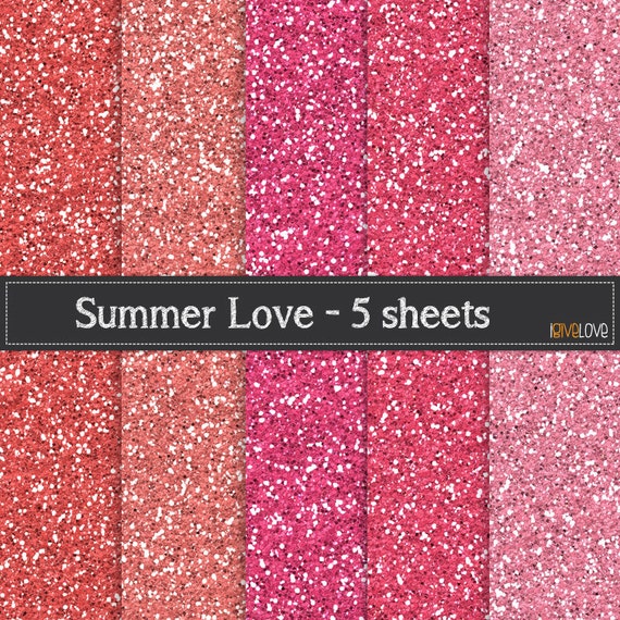 Glitter Paper Pack Summer Love Pink Glitter Etsy