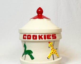 Vintage 1940s American Bisque Carnival Carousel Shawnee Cookie Jar USA