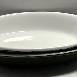 Vintage Hall Au Gratin Dish: Dark Green Ceramic Casserole, USA Made