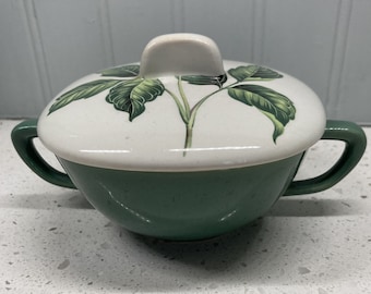 1950s Square Ceramic Sugar Bowl - Handpainted - RARE