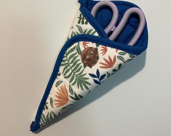 Quilted Scissors Case Combo: Pin & Needle Cushion, Tropical Themed Sewing Gift