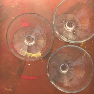 Vintage Ice Cream Custard Fruit Clear Footed Glasses Cups (3)