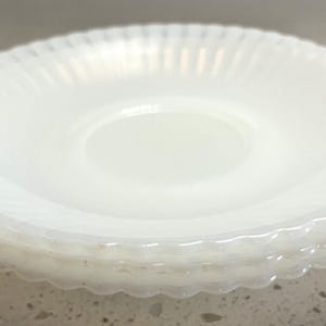 Collectible Vintage Fire King by Anchor Hocking White Swirl Saucers, Opalescent Design, Dinnerware Replacement, 1950s or 1960s, Made in USA